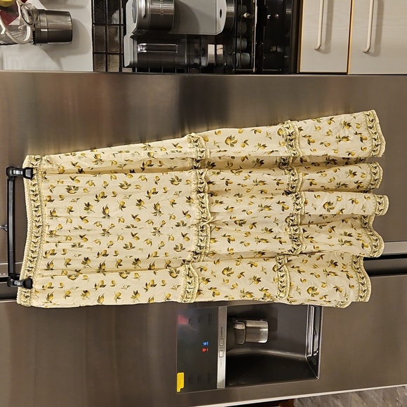 💕MAX STUDIO💕 Ruffle Tiered Midi Skirt ~ Natural Lemon Harvest XL NWT - Picture 7 of 14